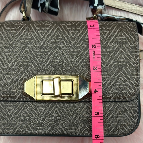 Aldo Brown and Gray Chevron Crossbody Bag with Gold Hardware - Picture 3 of 11